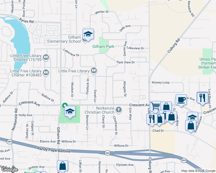 map of restaurants, bars, coffee shops, grocery stores, and more near 2960 Chuckanut Street in Eugene