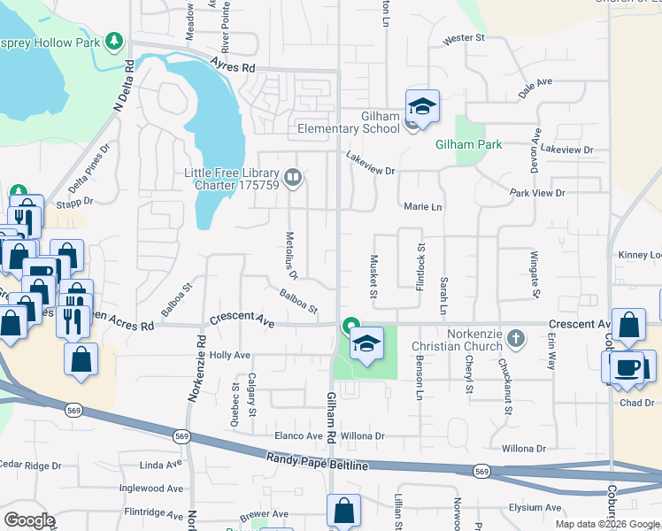 map of restaurants, bars, coffee shops, grocery stores, and more near 2962 Gilham Road in Eugene