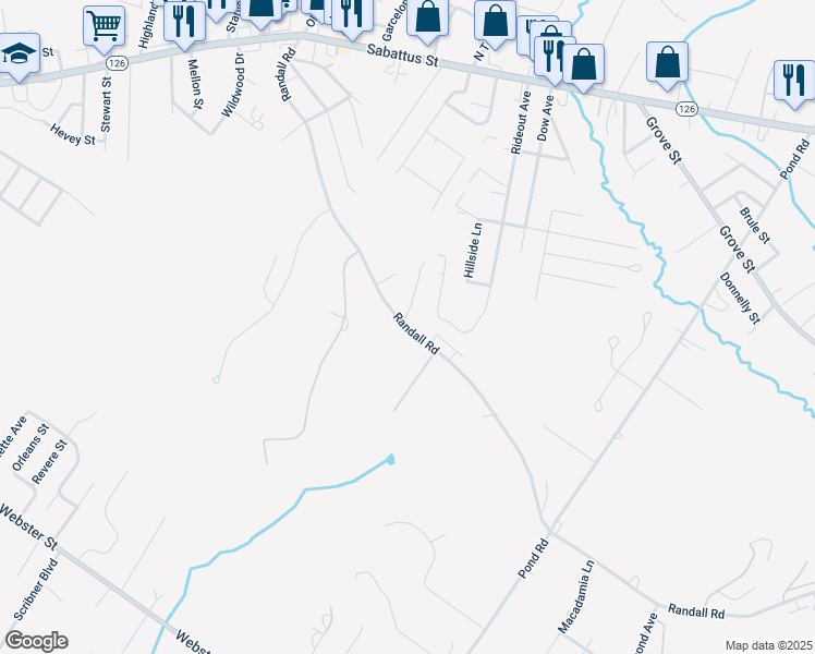 map of restaurants, bars, coffee shops, grocery stores, and more near 178 Randall Road in Lewiston