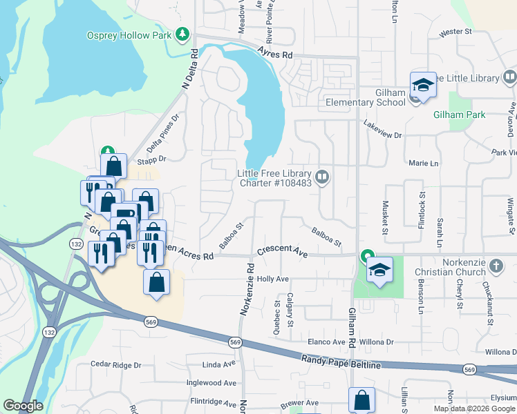map of restaurants, bars, coffee shops, grocery stores, and more near 2930 Norkenzie Road in Eugene