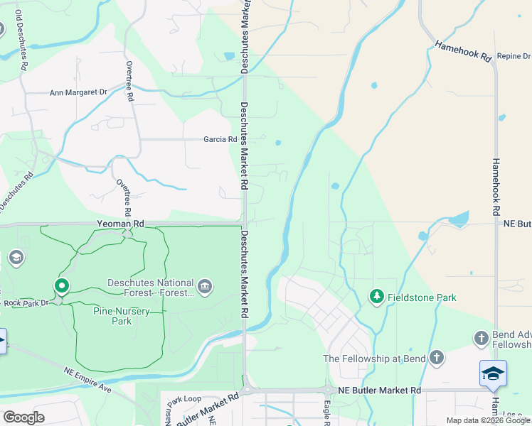 map of restaurants, bars, coffee shops, grocery stores, and more near 63230 Deschutes Market Road in Bend