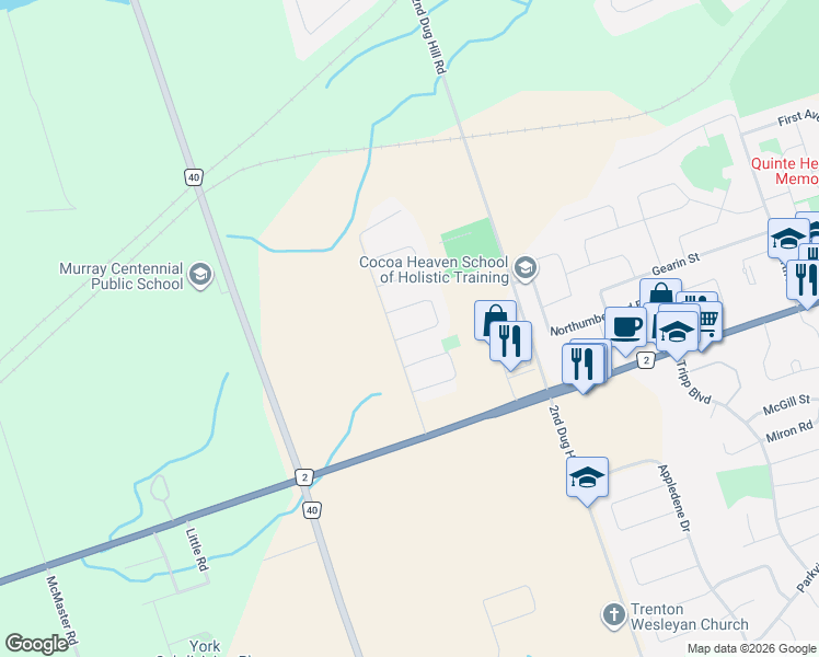 map of restaurants, bars, coffee shops, grocery stores, and more near 9 McIntosh Crescent in Quinte West