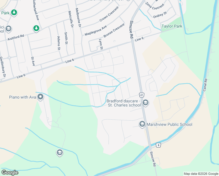 map of restaurants, bars, coffee shops, grocery stores, and more near 186 Gibson Circle in Bradford West Gwillimbury