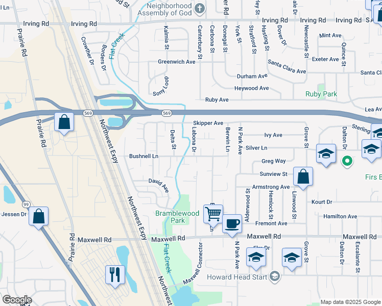 map of restaurants, bars, coffee shops, grocery stores, and more near 2070 Labona Drive in Eugene