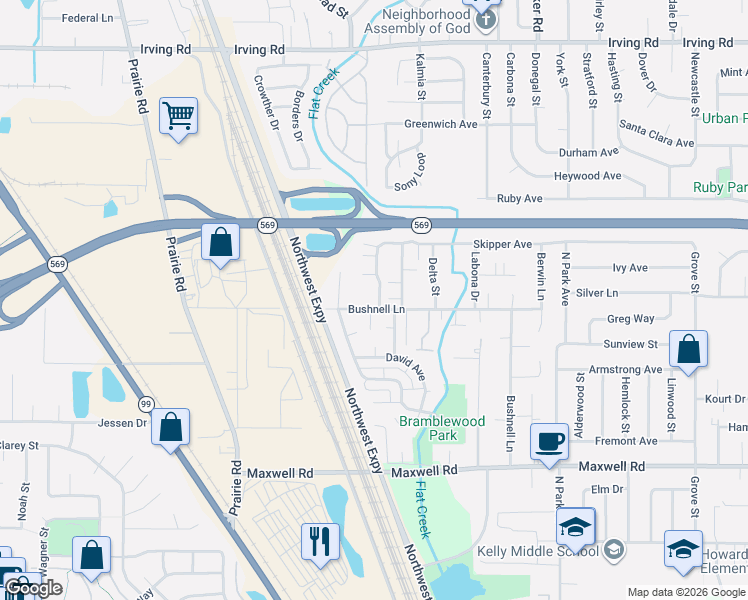 map of restaurants, bars, coffee shops, grocery stores, and more near 590 Hollyhock Lane in Eugene