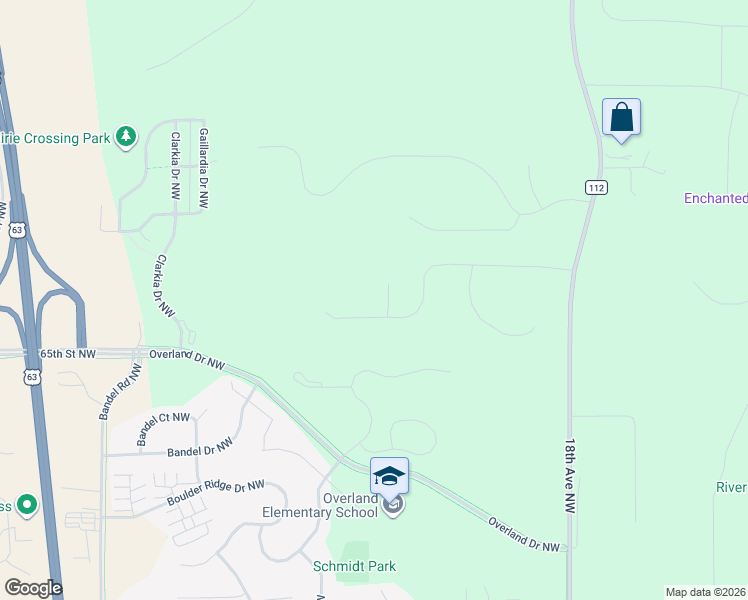 map of restaurants, bars, coffee shops, grocery stores, and more near 2205 67th Street Northwest in Rochester