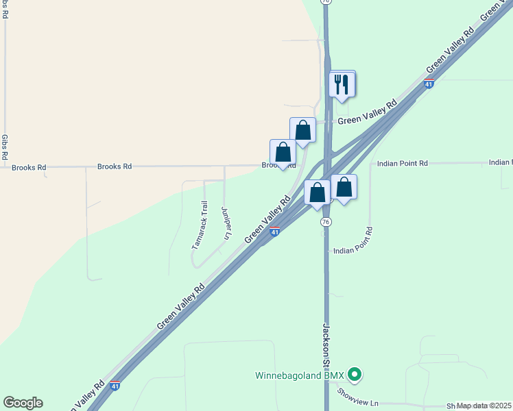 map of restaurants, bars, coffee shops, grocery stores, and more near 5165 Green Valley Road in Oshkosh