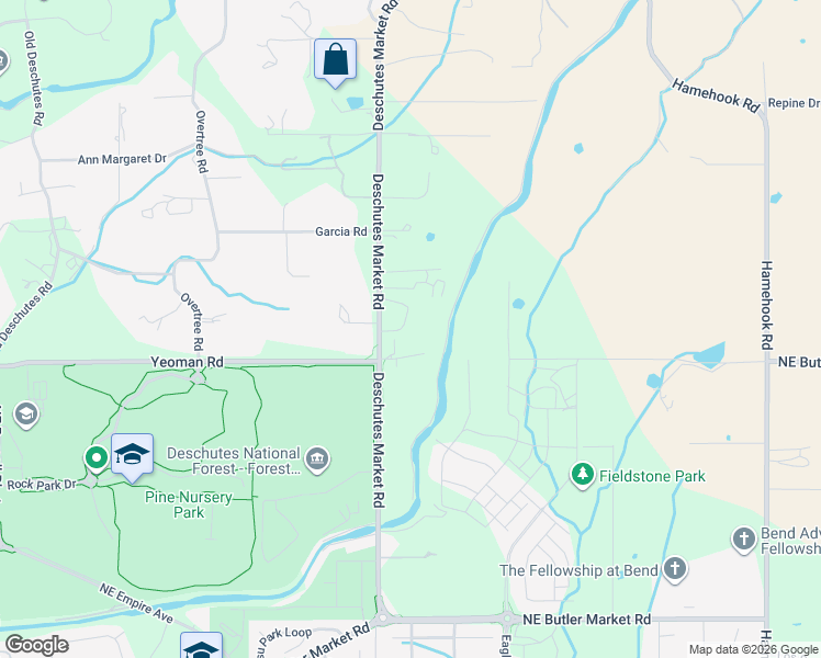 map of restaurants, bars, coffee shops, grocery stores, and more near 63230 Deschutes Market Road in Bend