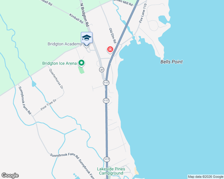 map of restaurants, bars, coffee shops, grocery stores, and more near 23 Wells Road in Bridgton