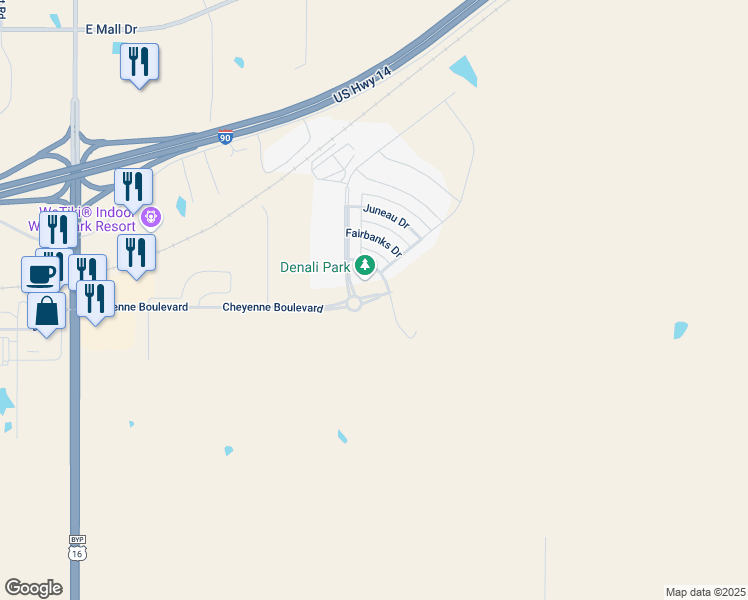map of restaurants, bars, coffee shops, grocery stores, and more near Cheyenne Boulevard in Box Elder