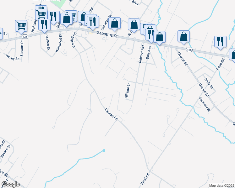map of restaurants, bars, coffee shops, grocery stores, and more near 170 Rideout Avenue in Lewiston