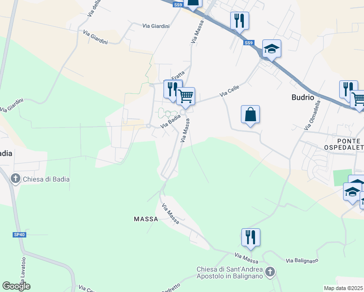 map of restaurants, bars, coffee shops, grocery stores, and more near 1380 Via Massa in Provincia di Forlì-Cesena
