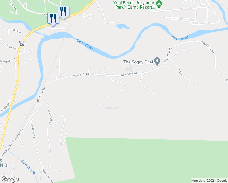 map of restaurants, bars, coffee shops, grocery stores, and more near 14 Attitash Woods Road in Bartlett