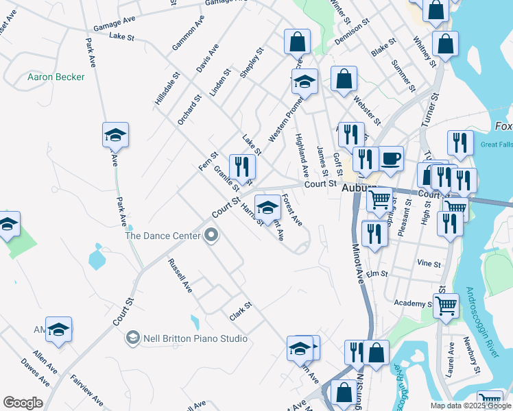 map of restaurants, bars, coffee shops, grocery stores, and more near 2 Hunton Place in Auburn
