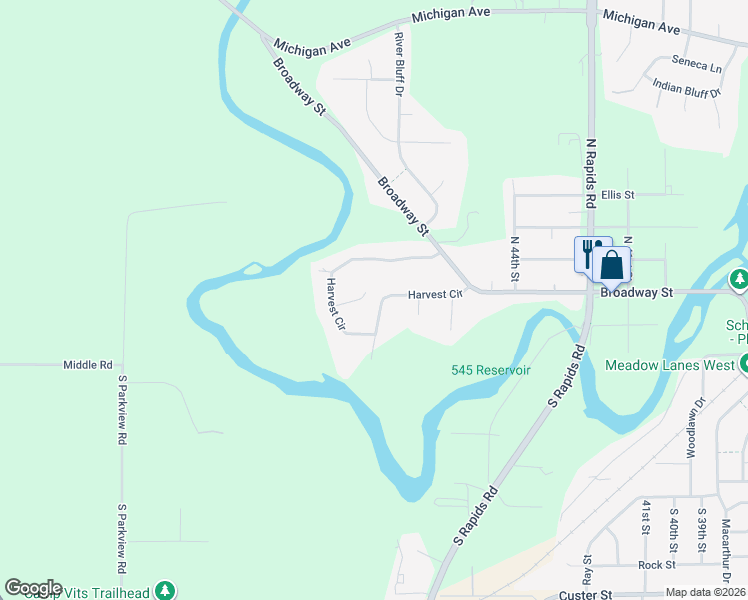map of restaurants, bars, coffee shops, grocery stores, and more near 315 Micarl Court in Manitowoc