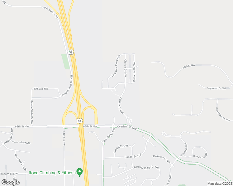 map of restaurants, bars, coffee shops, grocery stores, and more near 6635 Aster Lane Northwest in Rochester