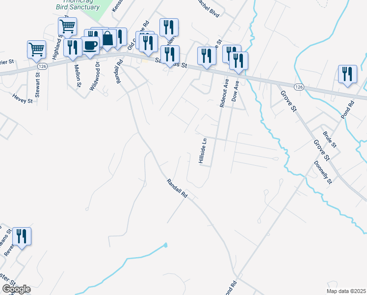 map of restaurants, bars, coffee shops, grocery stores, and more near 170 Rideout Avenue in Lewiston