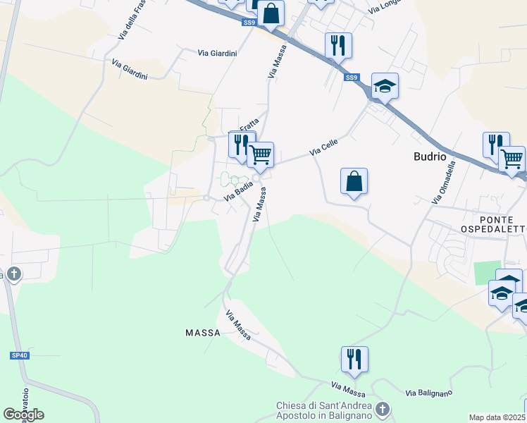 map of restaurants, bars, coffee shops, grocery stores, and more near 1380 Via Massa in Provincia di Forlì-Cesena