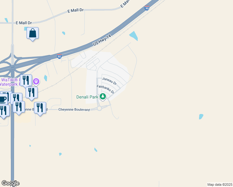map of restaurants, bars, coffee shops, grocery stores, and more near Denali Dr in Box Elder