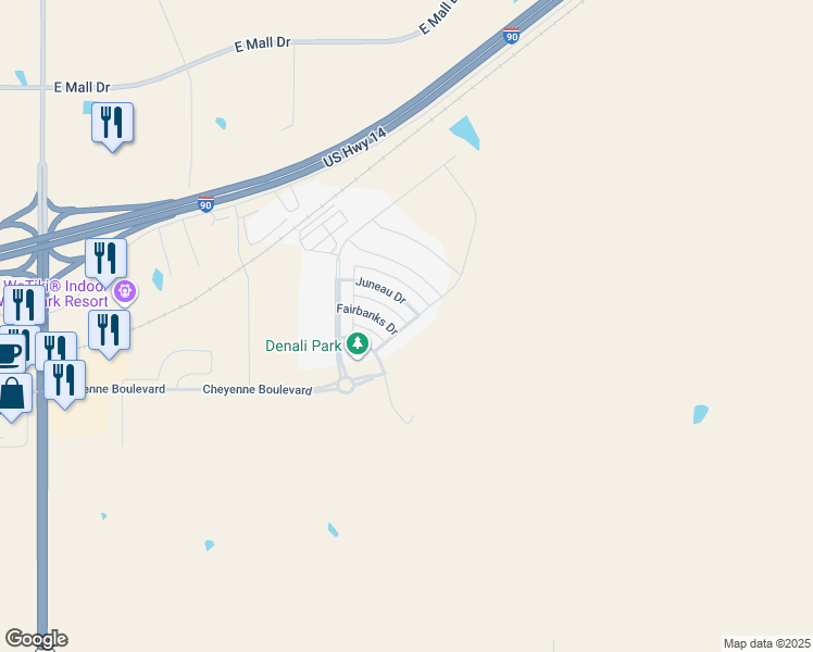 map of restaurants, bars, coffee shops, grocery stores, and more near Denali Drive in Box Elder