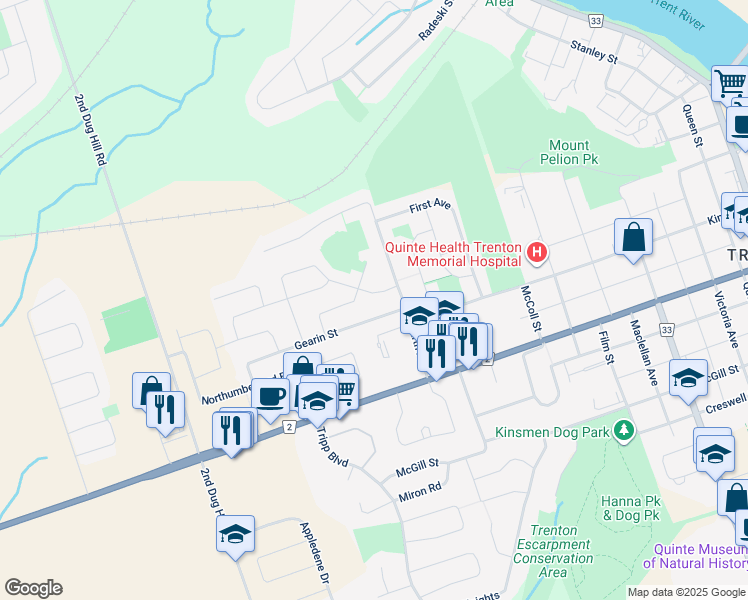 map of restaurants, bars, coffee shops, grocery stores, and more near in Quinte West