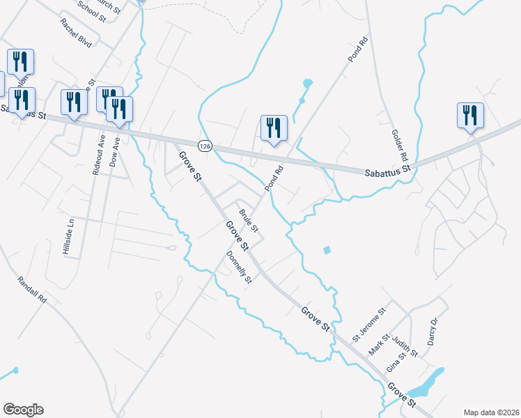map of restaurants, bars, coffee shops, grocery stores, and more near 275 Pond Road in Lewiston