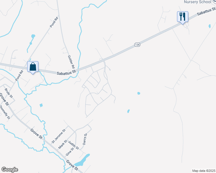 map of restaurants, bars, coffee shops, grocery stores, and more near 35 Village Drive in Lewiston