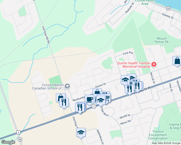 map of restaurants, bars, coffee shops, grocery stores, and more near in Quinte West