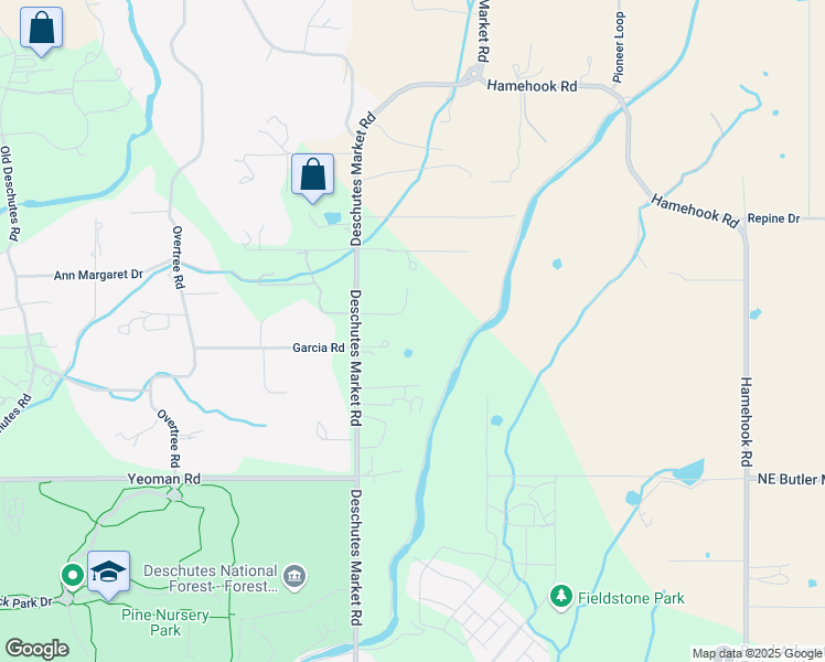 map of restaurants, bars, coffee shops, grocery stores, and more near 63310 Deschutes Market Road in Bend