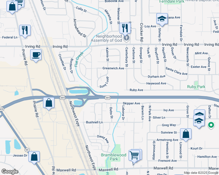 map of restaurants, bars, coffee shops, grocery stores, and more near 2347 Sony Loop in Eugene