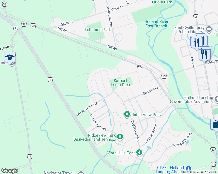 map of restaurants, bars, coffee shops, grocery stores, and more near 184 Dog Wood Boulevard in East Gwillimbury