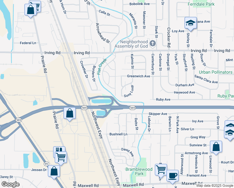 map of restaurants, bars, coffee shops, grocery stores, and more near 2309 Sony Loop in Eugene