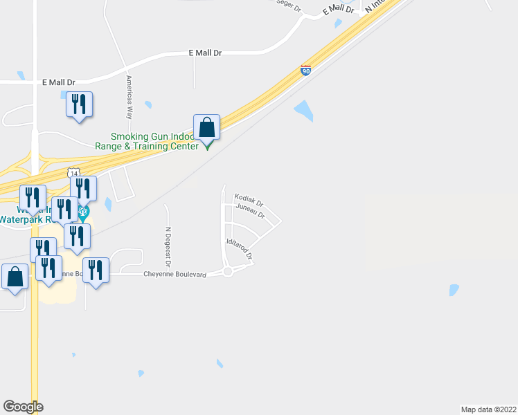 map of restaurants, bars, coffee shops, grocery stores, and more near 1226 Juneau Drive in Box Elder