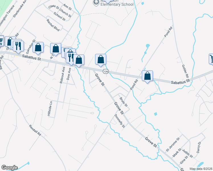 map of restaurants, bars, coffee shops, grocery stores, and more near 22 Gloria Avenue in Lewiston