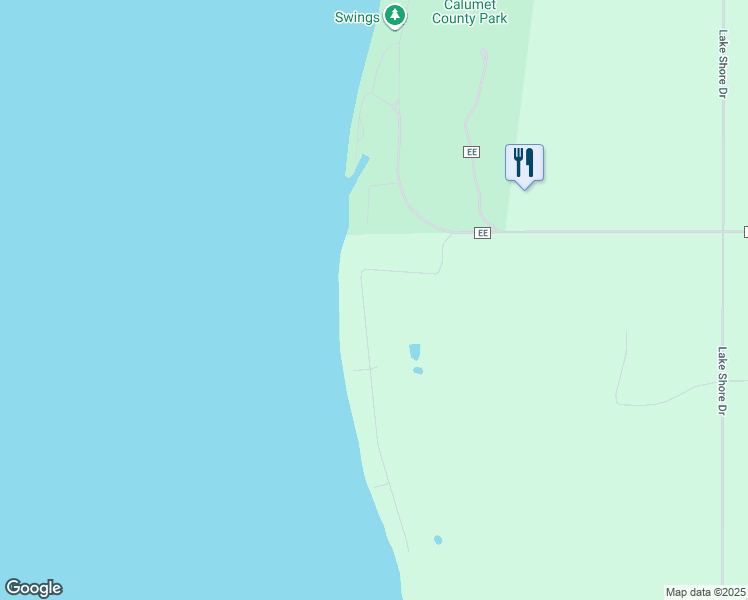 map of restaurants, bars, coffee shops, grocery stores, and more near N5863 Rockland Beach Road in Hilbert