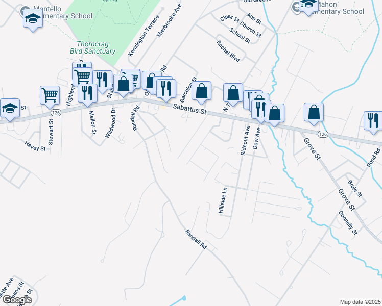 map of restaurants, bars, coffee shops, grocery stores, and more near 75 Cram Avenue in Lewiston