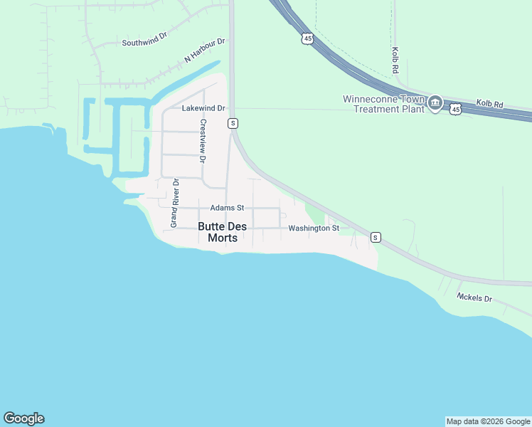 map of restaurants, bars, coffee shops, grocery stores, and more near 5057 Adams Street in Butte des Morts