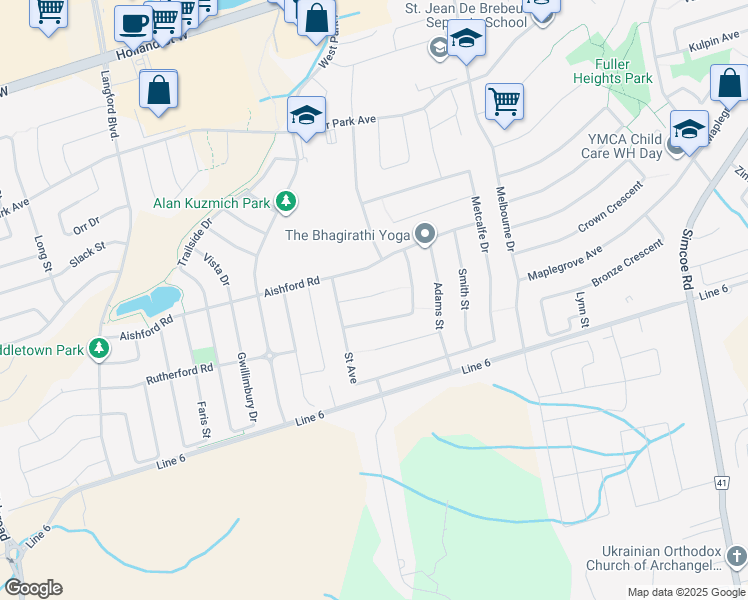 map of restaurants, bars, coffee shops, grocery stores, and more near 37 Orville Hand Court in Bradford West Gwillimbury