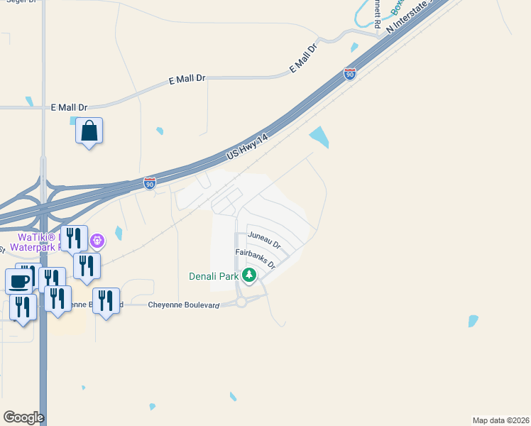 map of restaurants, bars, coffee shops, grocery stores, and more near 1252 Juneau Drive in Box Elder