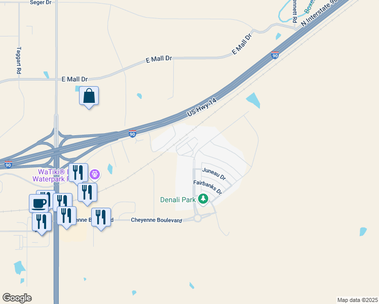 map of restaurants, bars, coffee shops, grocery stores, and more near 615 Northern Lights Boulevard in Box Elder