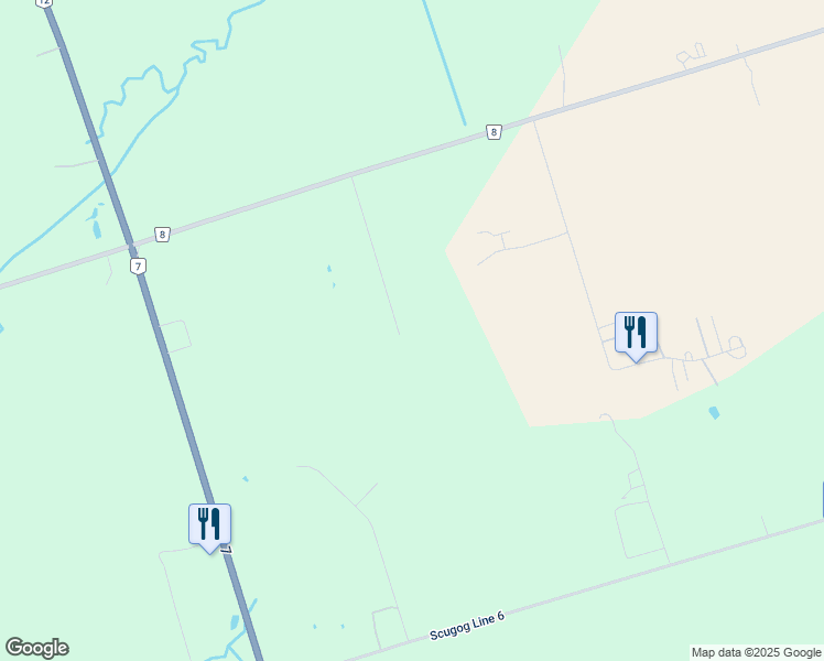 map of restaurants, bars, coffee shops, grocery stores, and more near 121 Reach Industrial Park Road in Port Perry