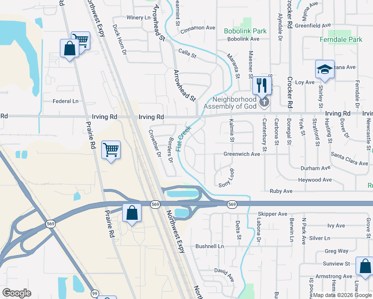 map of restaurants, bars, coffee shops, grocery stores, and more near 2532 Lansdown Road in Eugene