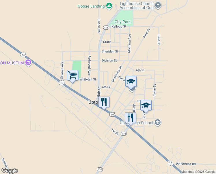 map of restaurants, bars, coffee shops, grocery stores, and more near 712 4th St in Upton