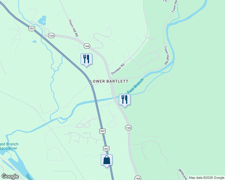 map of restaurants, bars, coffee shops, grocery stores, and more near 375 New Hampshire 16A in Intervale