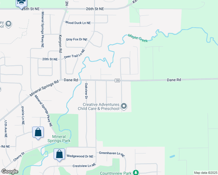 map of restaurants, bars, coffee shops, grocery stores, and more near 1725 Woodlawn Avenue in Owatonna