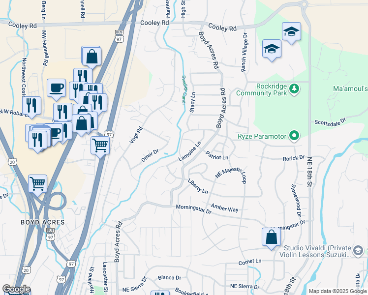 map of restaurants, bars, coffee shops, grocery stores, and more near 20669 Tango Creek Avenue in Bend