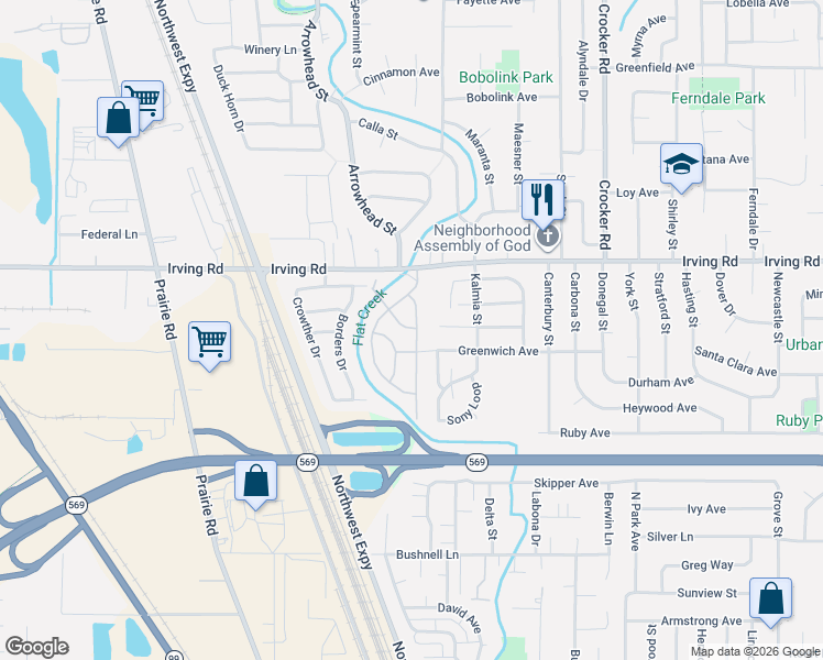 map of restaurants, bars, coffee shops, grocery stores, and more near 2474 Northampton in Eugene
