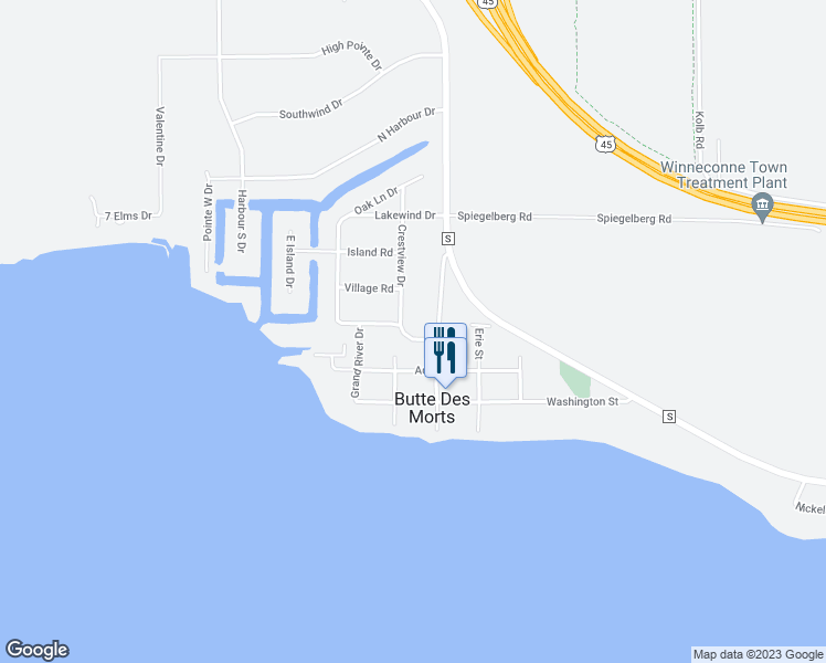 map of restaurants, bars, coffee shops, grocery stores, and more near 5118 Lakewind Drive in Butte des Morts