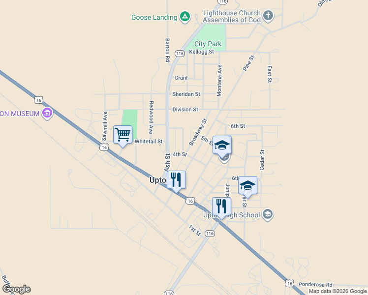 map of restaurants, bars, coffee shops, grocery stores, and more near 700-712 4th St in Upton