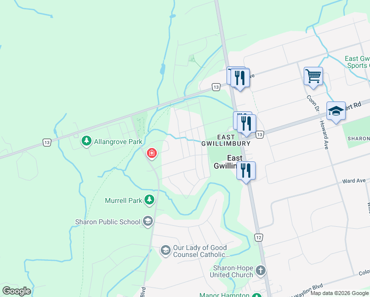 map of restaurants, bars, coffee shops, grocery stores, and more near 10 Beechborough Cres in East Gwillimbury